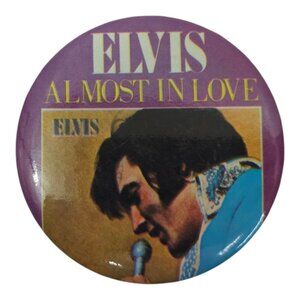 Elvis Presley Almost In Love Pinback Vintage Button Badge Memorabilia Souvenir